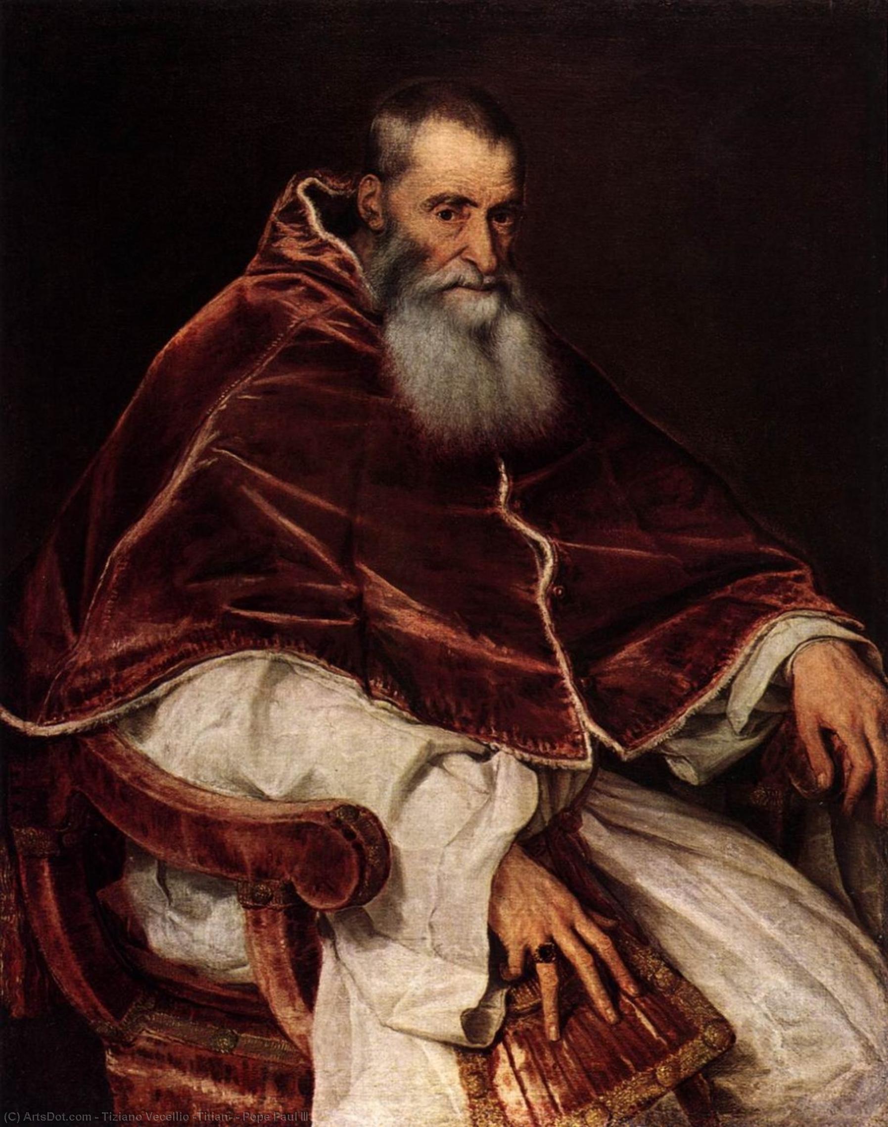 Wikioo.org - The Encyclopedia of Fine Arts - Painting, Artwork by Tiziano Vecellio (Titian) - Pope Paul III