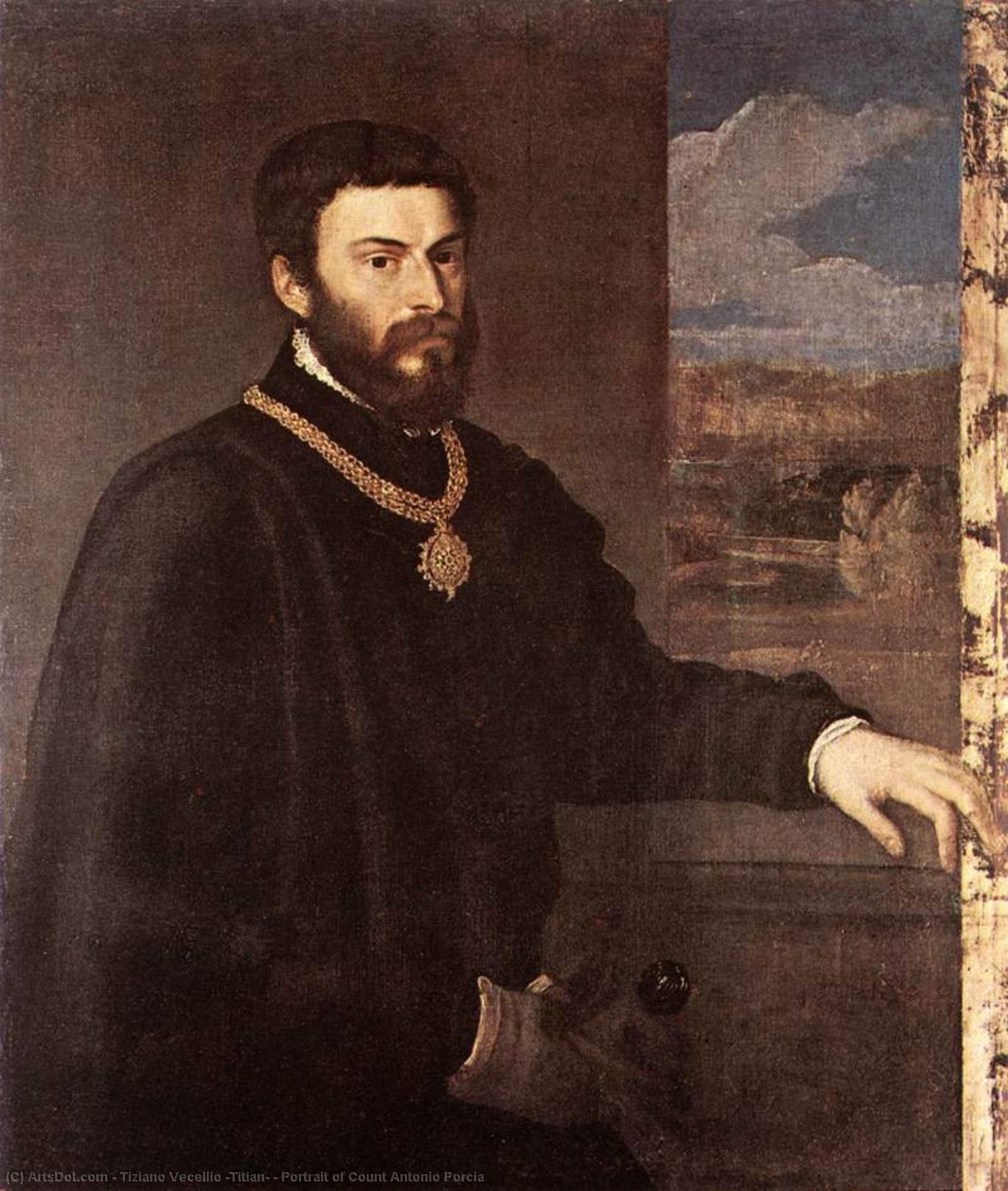 Wikioo.org - สารานุกรมวิจิตรศิลป์ - จิตรกรรม Tiziano Vecellio (Titian) - Portrait of Count Antonio Porcia