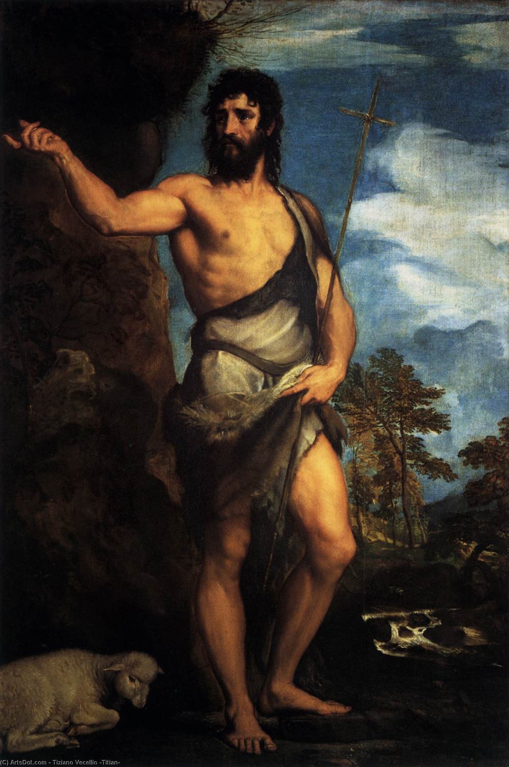 WikiOO.org - دایره المعارف هنرهای زیبا - نقاشی، آثار هنری Tiziano Vecellio (Titian) - St John the Baptist in the Desert
