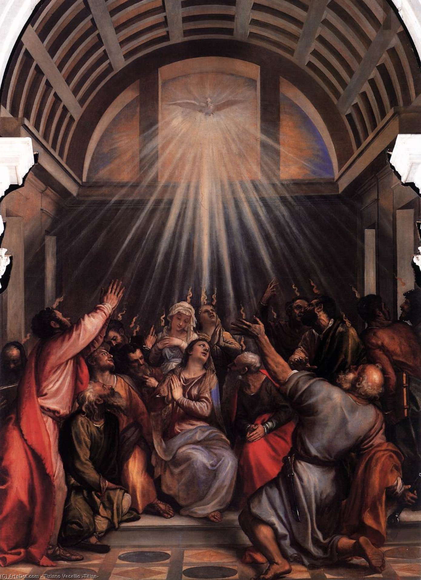 Wikioo.org - The Encyclopedia of Fine Arts - Painting, Artwork by Tiziano Vecellio (Titian) - The Descent of the Holy Ghost
