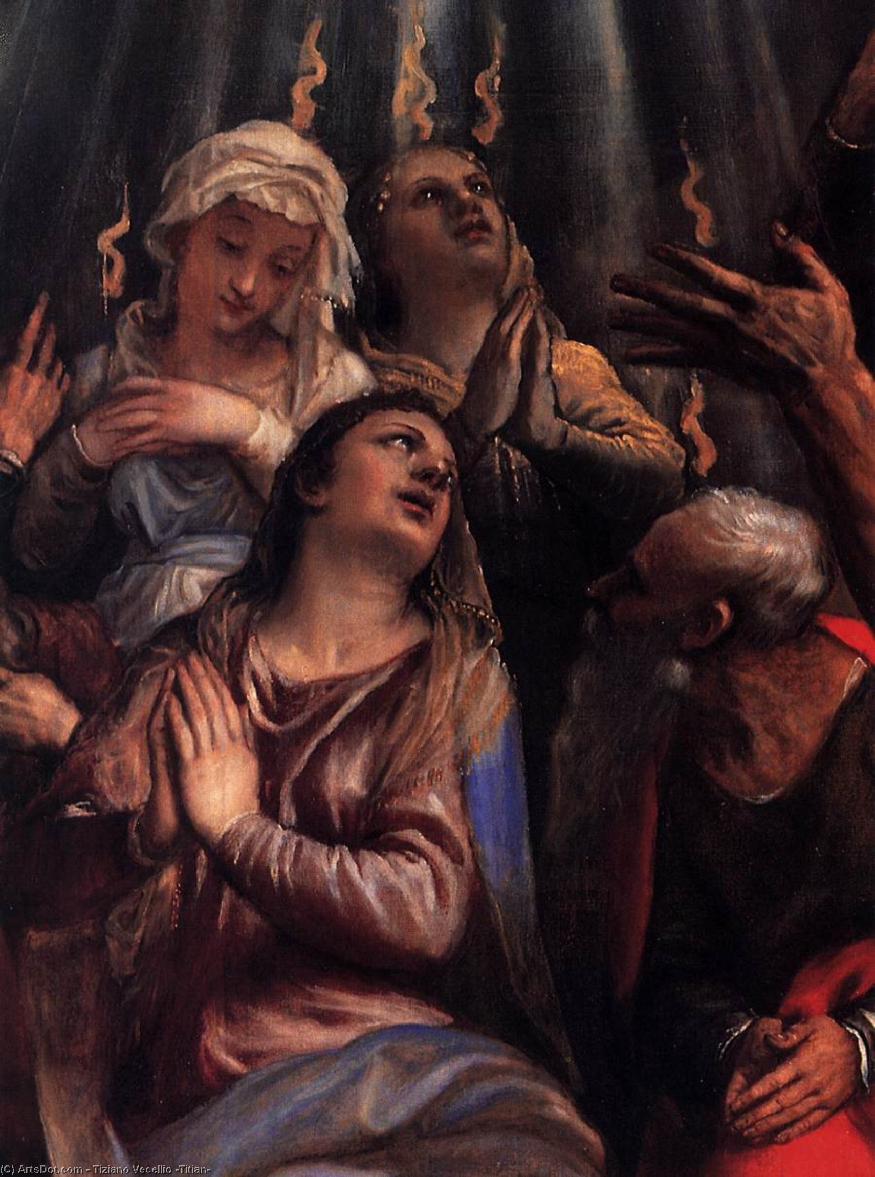 Wikioo.org - The Encyclopedia of Fine Arts - Painting, Artwork by Tiziano Vecellio (Titian) - The Descent of the Holy Ghost (detail)