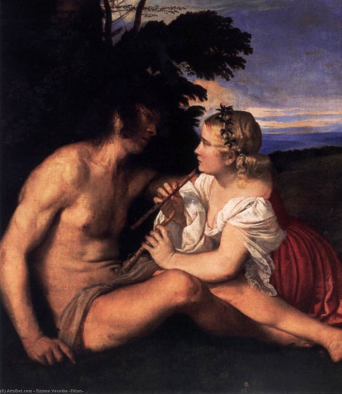 Wikoo.org - موسوعة الفنون الجميلة - اللوحة، العمل الفني Tiziano Vecellio (Titian) - The Three Ages of Man (detail)