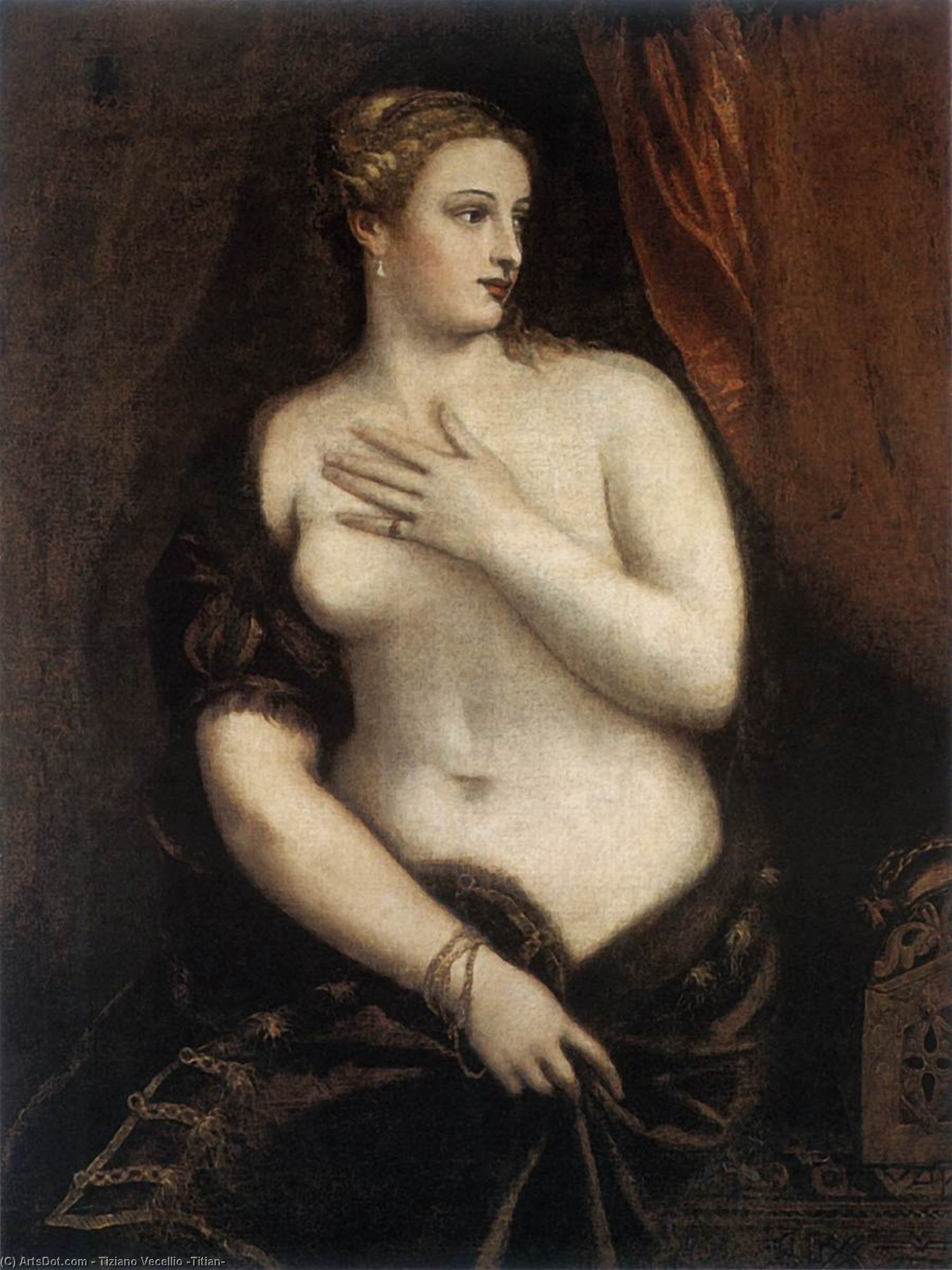 WikiOO.org – 美術百科全書 - 繪畫，作品 Tiziano Vecellio (Titian) - 金星与镜子