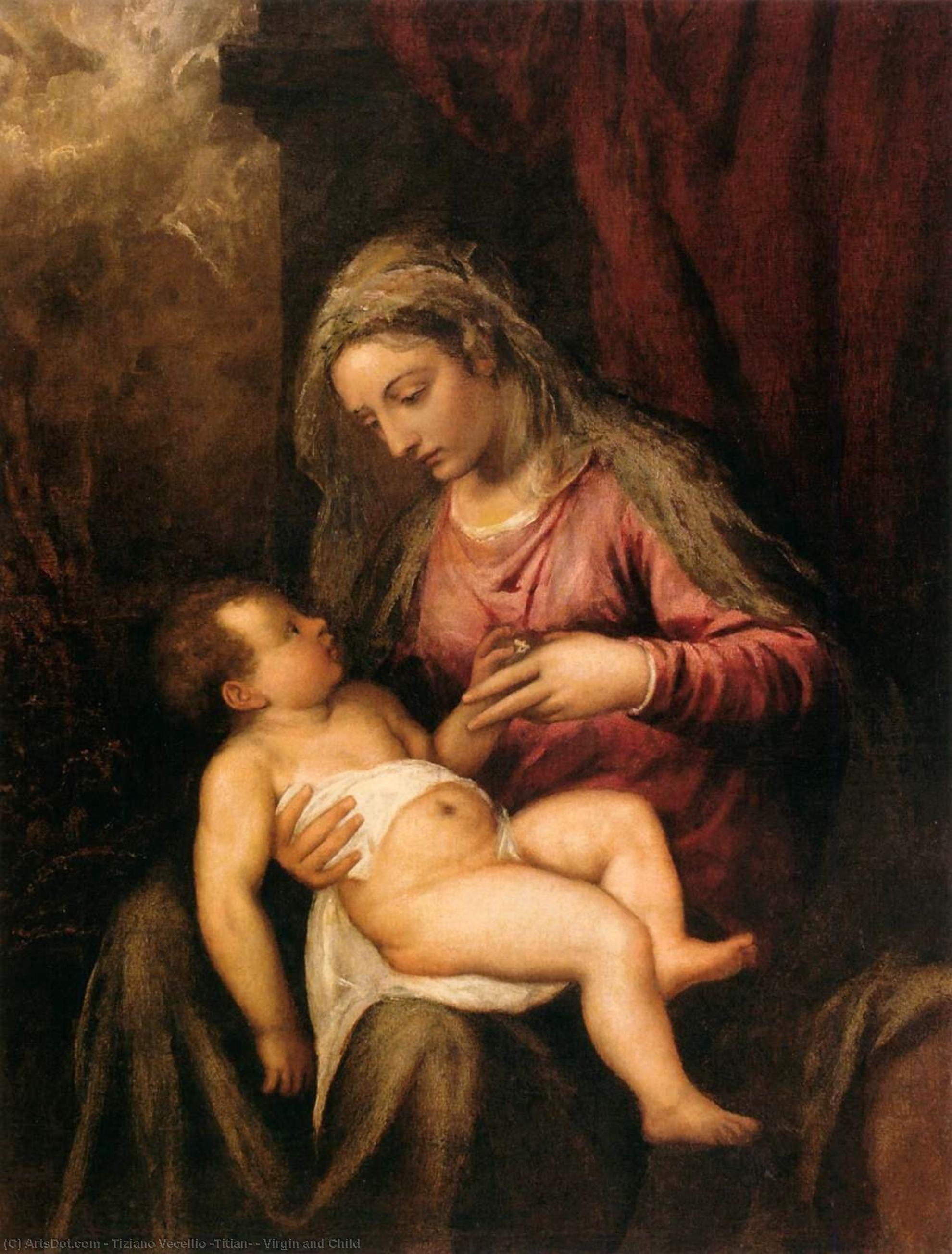 Wikioo.org - Die Enzyklopädie bildender Kunst - Malerei, Kunstwerk von Tiziano Vecellio (Titian) - jungfrau und kind