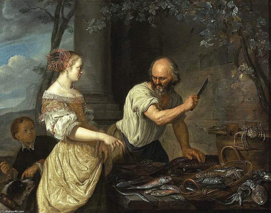 Wikioo.org - สารานุกรมวิจิตรศิลป์ - จิตรกรรม Jacob Toorenvliet - A Fish Seller