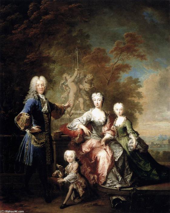 WikiOO.org - אנציקלופדיה לאמנויות יפות - ציור, יצירות אמנות Robert Le Vrac De Tournières - Count Ferdinand Adolf von Plettenberg and his Family
