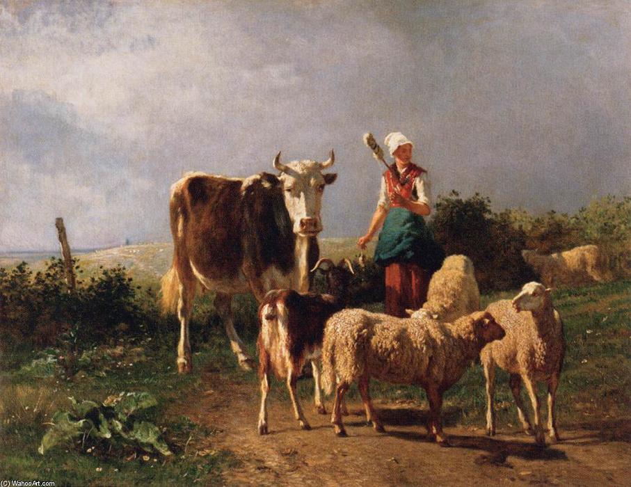 Wikioo.org - Die Enzyklopädie bildender Kunst - Malerei, Kunstwerk von Constant Troyon - Rückkehr der Herde