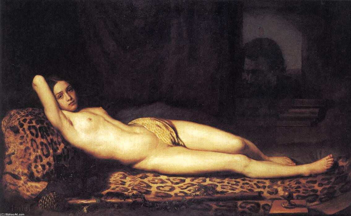 Wikioo.org - The Encyclopedia of Fine Arts - Painting, Artwork by Félix Trutat - Nude Girl on a Panther Skin