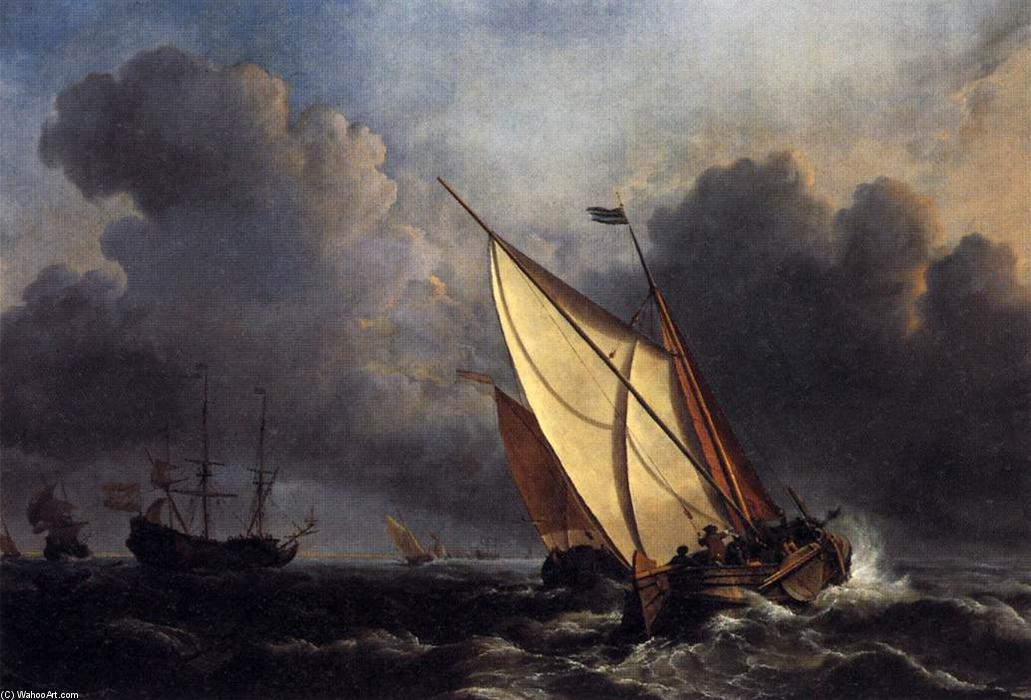 Wikioo.org – L'Encyclopédie des Beaux Arts - Peinture, Oeuvre de William Turner - néerlandais DE PECHE embarcations à une donner lassaut