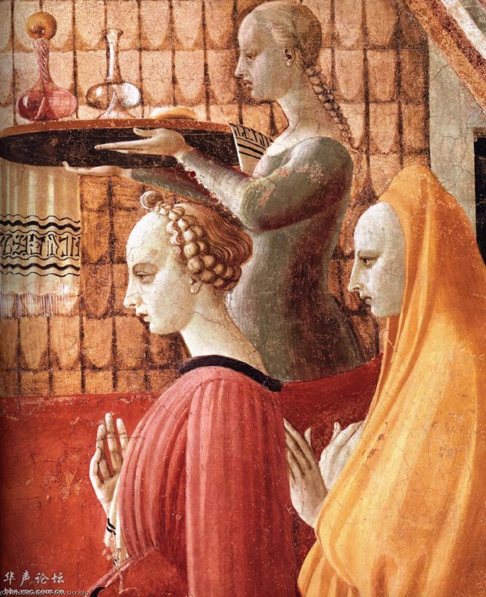 Wikioo.org – La Enciclopedia de las Bellas Artes - Pintura, Obras de arte de Paolo Uccello - Nacimiento de la Virgen Detalle