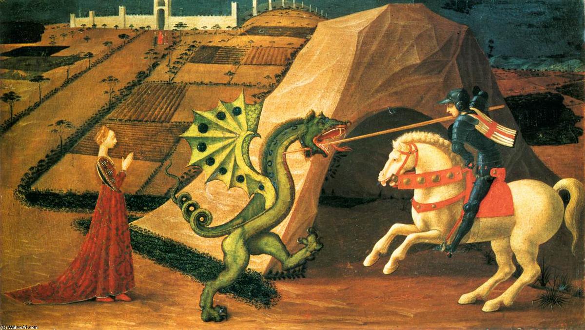 WikiOO.org – 美術百科全書 - 繪畫，作品 Paolo Uccello - 圣乔治 和  的  龙