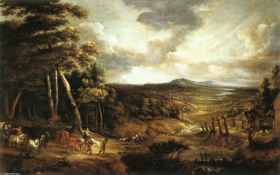 Wikioo.org - The Encyclopedia of Fine Arts - Painting, Artwork by Lucas Van Uden - Landscape with the Flight into Egypt
