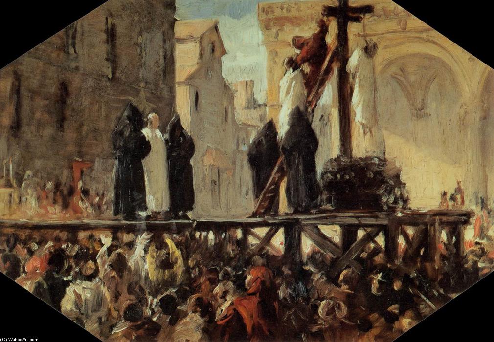 Wikioo.org - The Encyclopedia of Fine Arts - Painting, Artwork by Stefano Ussi - The Execution of Savonarola
