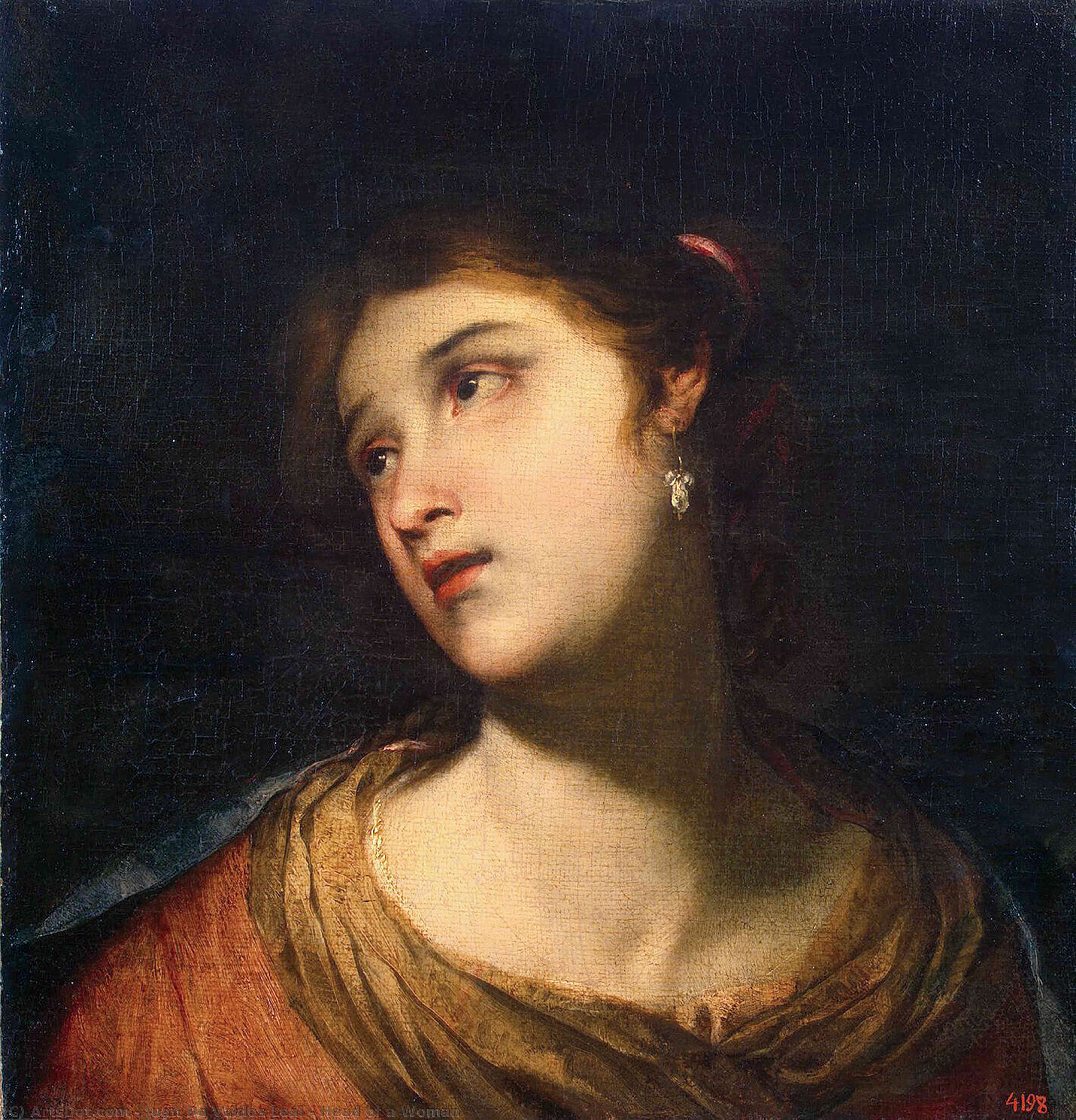 WikiOO.org - Encyclopedia of Fine Arts - Maleri, Artwork Juan De Valdés Leal - Head of a Woman