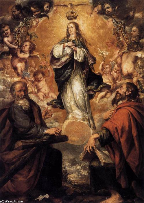 WikiOO.org - Encyclopedia of Fine Arts - Maleri, Artwork Juan De Valdés Leal - Virgin of the Immaculate Conception with Sts Andrew and John the Baptist