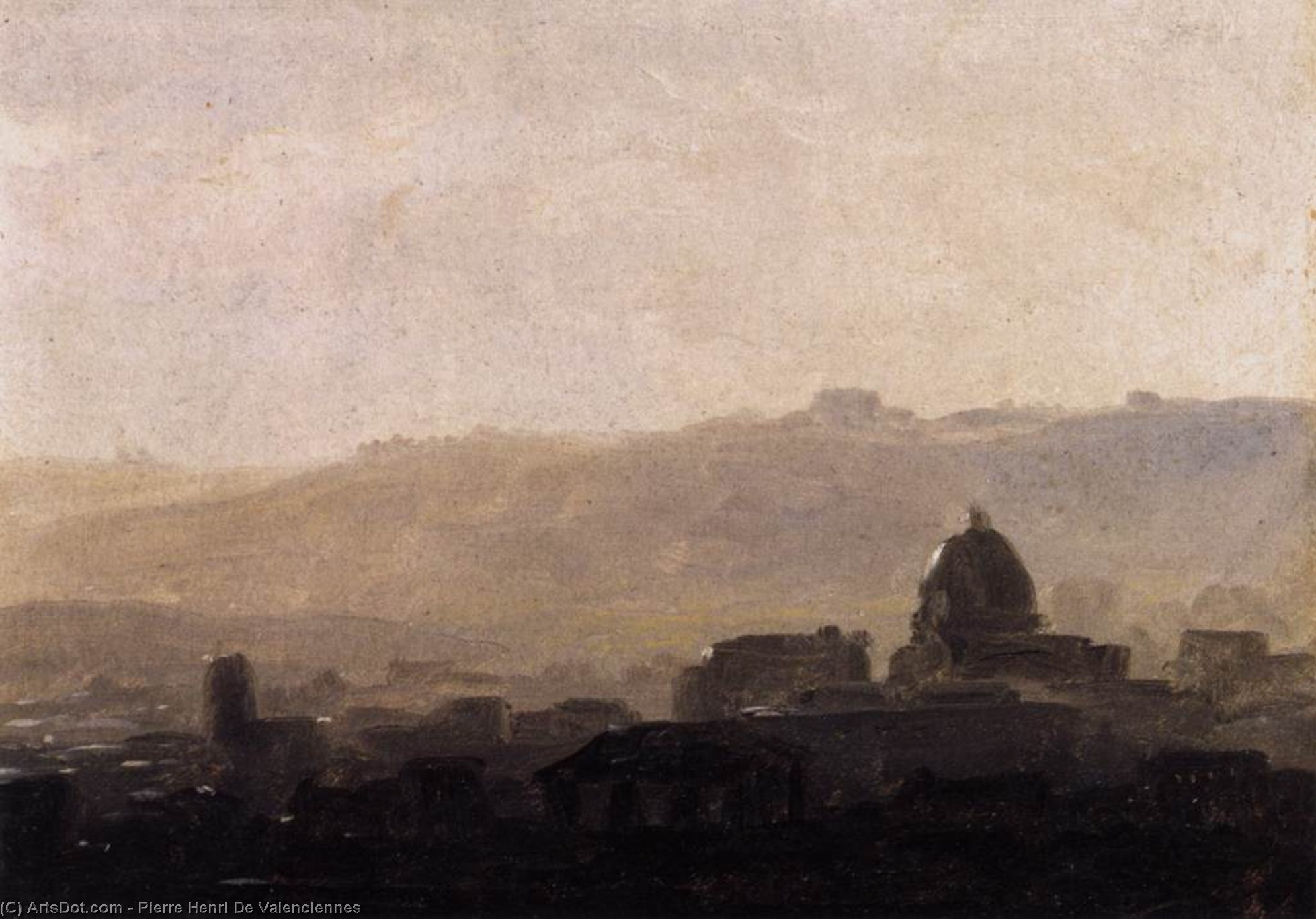 Wikioo.org - The Encyclopedia of Fine Arts - Painting, Artwork by Pierre Henri De Valenciennes - View of Rome in the Morning