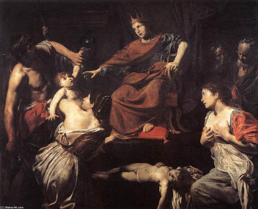 Wikioo.org – La Enciclopedia de las Bellas Artes - Pintura, Obras de arte de Valentin De Boulogne - el juicio de Salomón