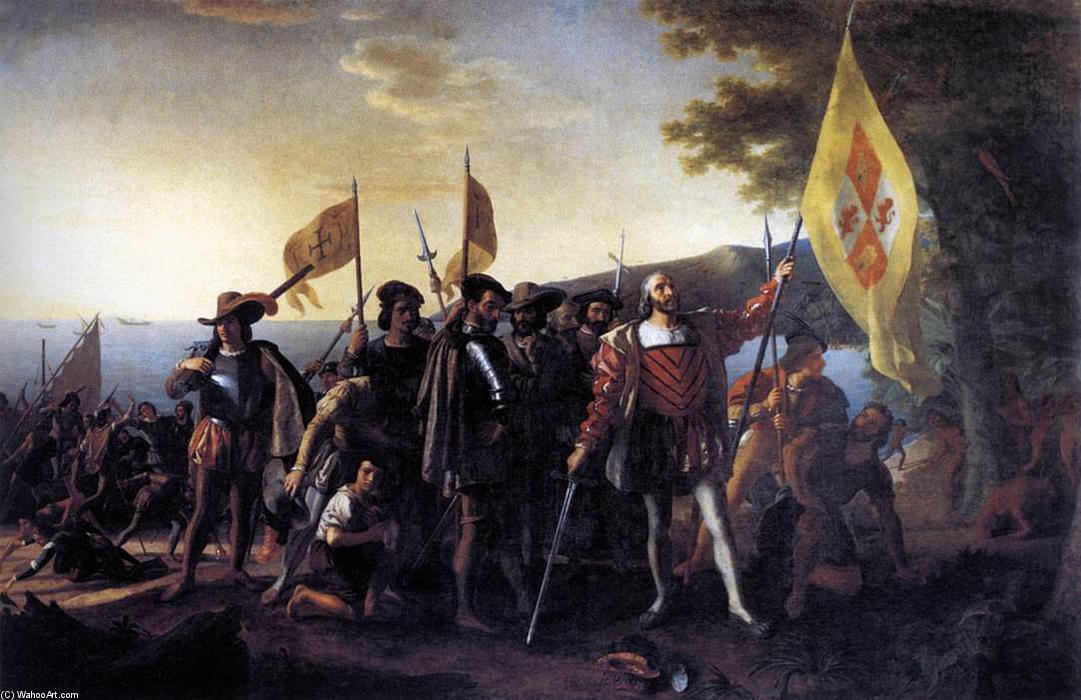 WikiOO.org - 백과 사전 - 회화, 삽화 John Vanderlyn - Columbus Landing at Guanahani, 1492