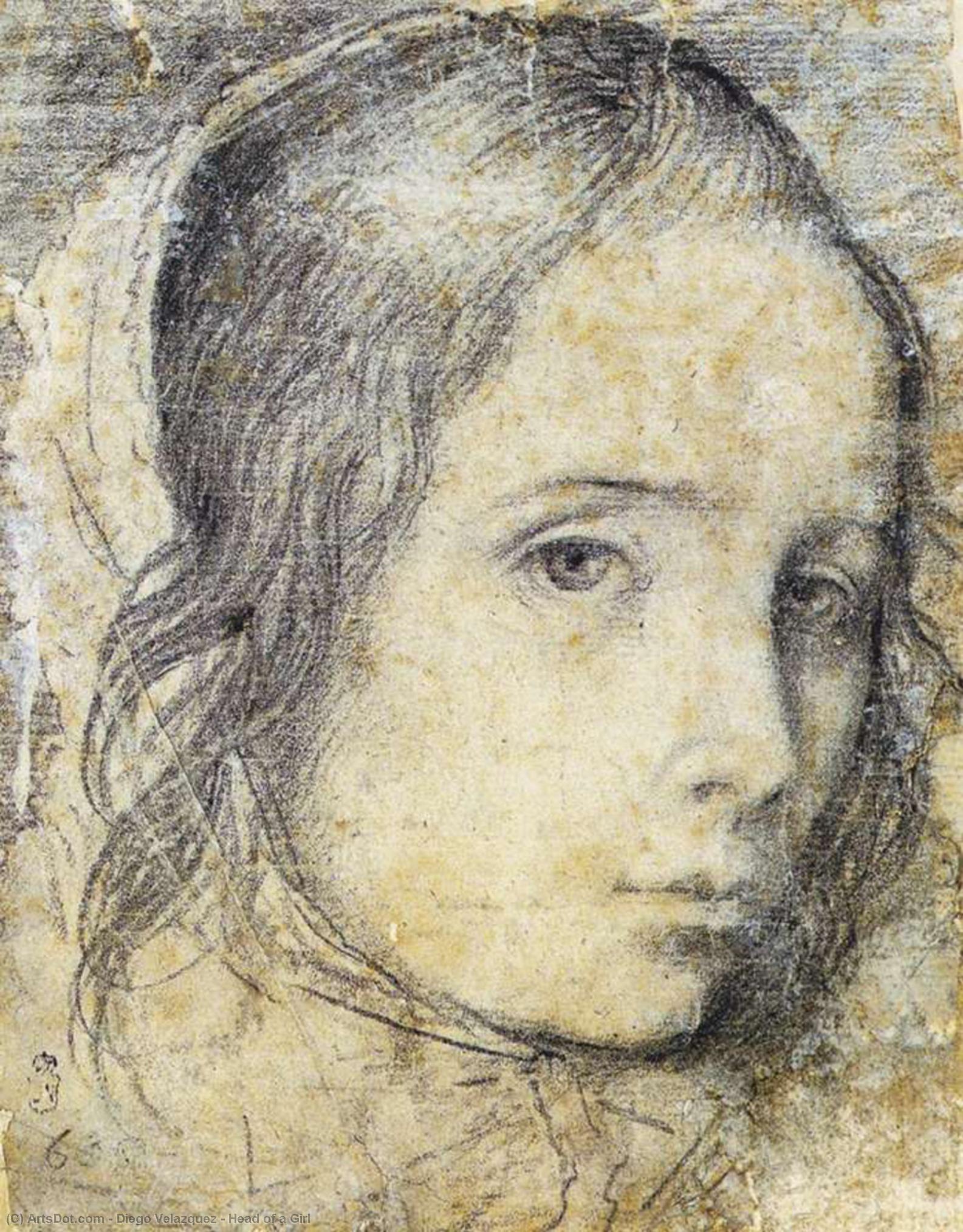 WikiOO.org - Encyclopedia of Fine Arts - Maleri, Artwork Diego Velazquez - Head of a Girl