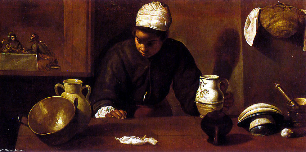 WikiOO.org – 美術百科全書 - 繪畫，作品 Diego Velazquez - 厨房场景的晚餐在以马忤斯