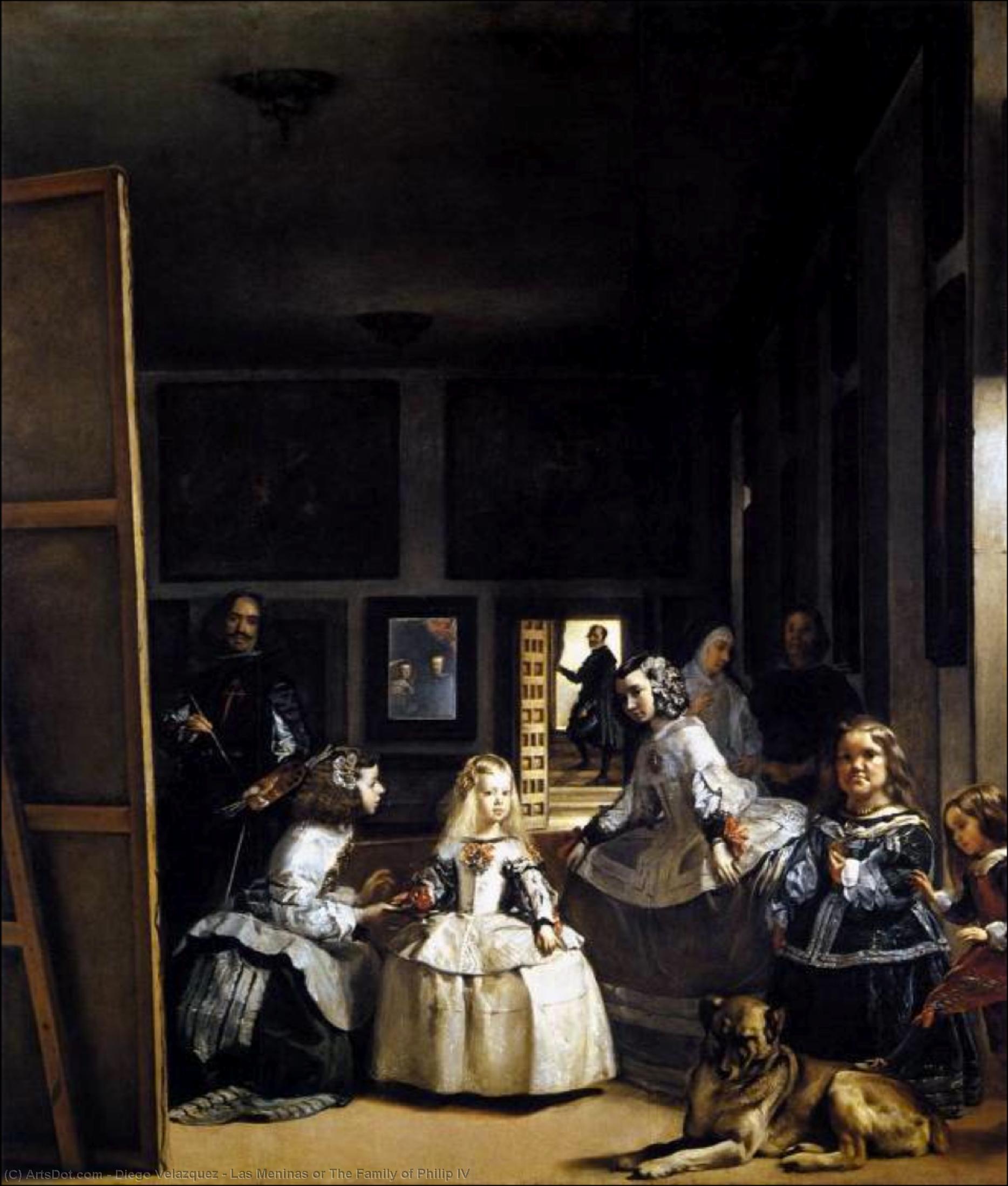 Wikioo.org - The Encyclopedia of Fine Arts - Painting, Artwork by Diego Velazquez - Las Meninas or The Family of Philip IV
