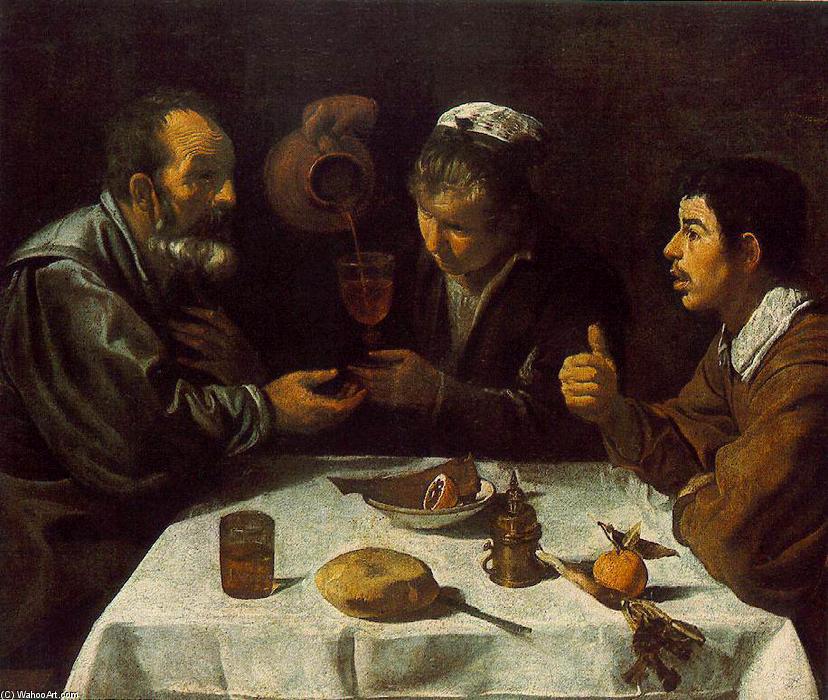 Wikioo.org – L'Enciclopedia delle Belle Arti - Pittura, Opere di Diego Velazquez - Contadini al tavolo ( el almuerzo )
