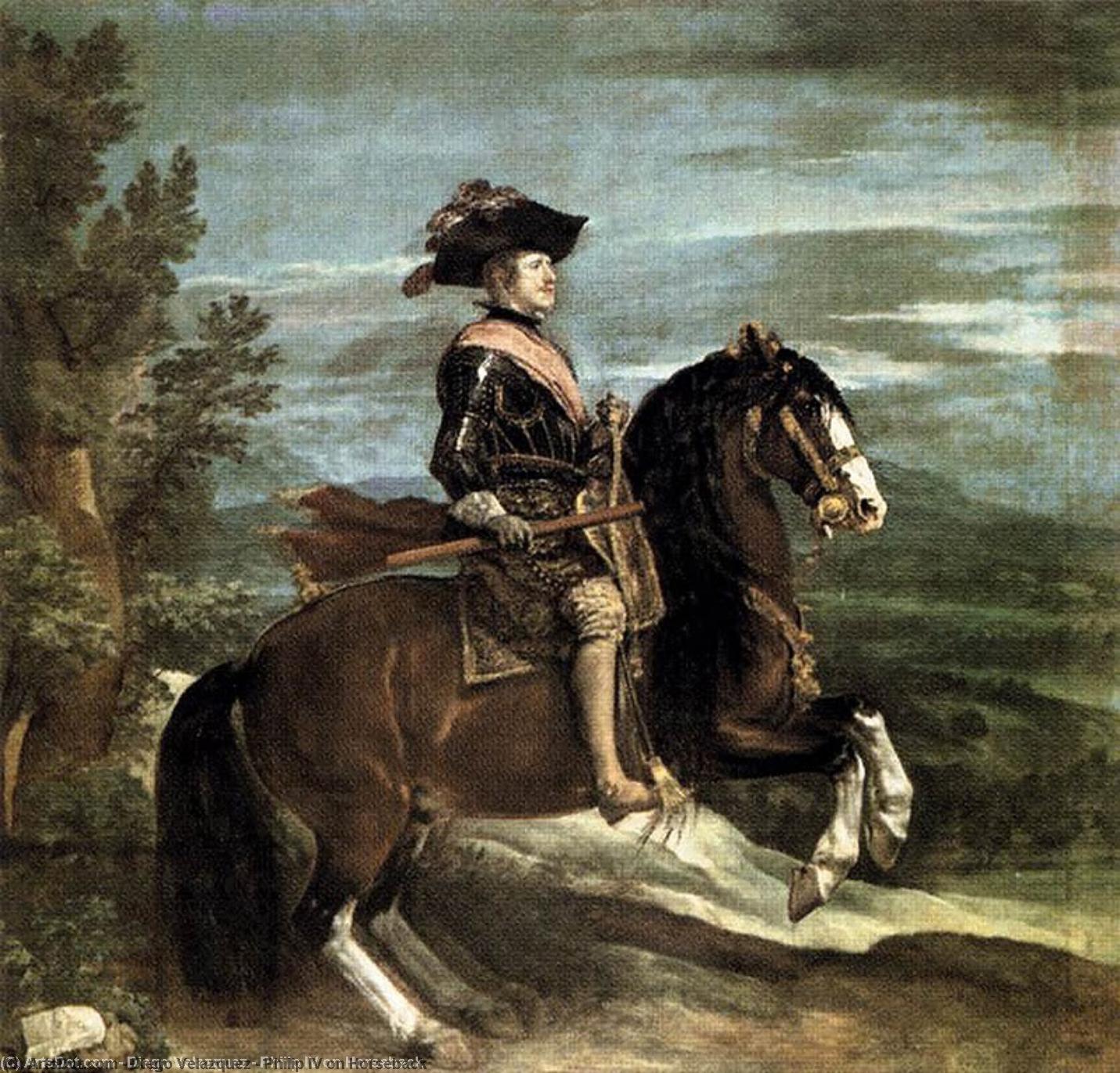 Wikioo.org – L'Enciclopedia delle Belle Arti - Pittura, Opere di Diego Velazquez - Filippo IV su  cavallo
