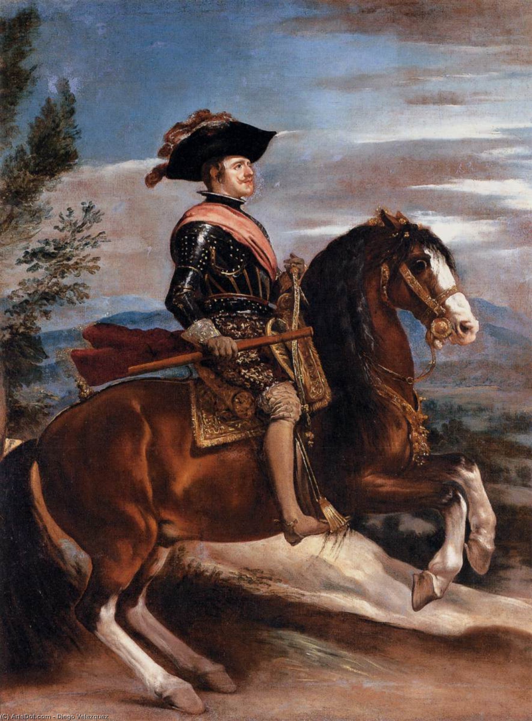 WikiOO.org - Encyclopedia of Fine Arts - Lukisan, Artwork Diego Velazquez - Portrait of Philip IV of Spain on Horseback