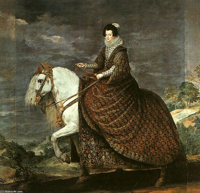 Wikioo.org - The Encyclopedia of Fine Arts - Painting, Artwork by Diego Velazquez - Queen Isabel of Bourbon Equestrian