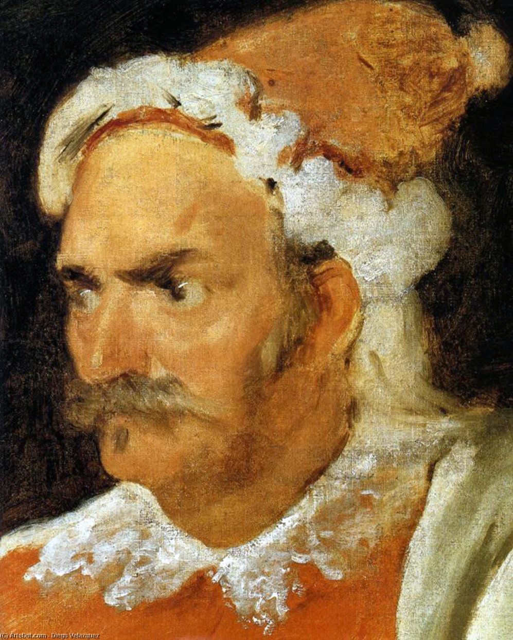 Wikioo.org - The Encyclopedia of Fine Arts - Painting, Artwork by Diego Velazquez - The Buffoon Don Cristóbal de Castañeda y Pernia (detail)