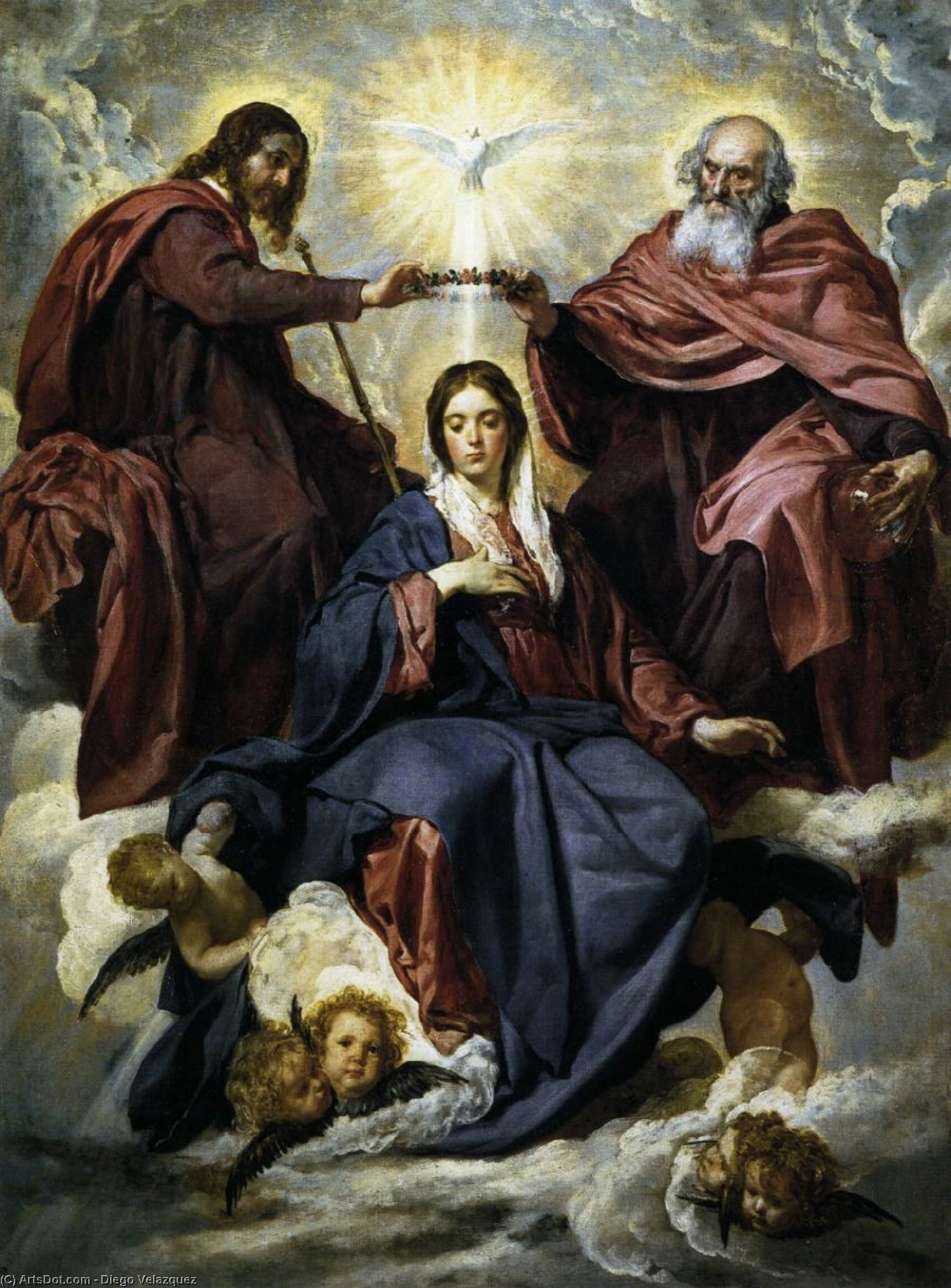 Wikioo.org – La Enciclopedia de las Bellas Artes - Pintura, Obras de arte de Diego Velazquez - el coronación de la virgen