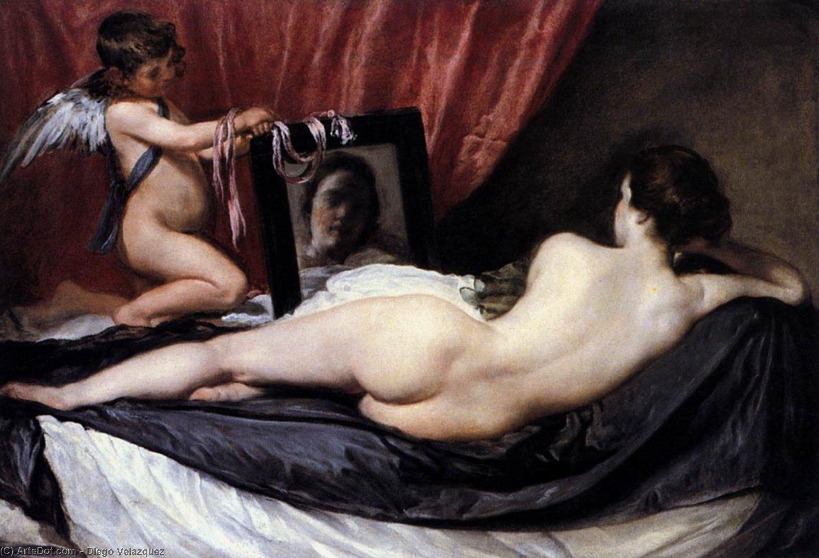Wikioo.org - The Encyclopedia of Fine Arts - Painting, Artwork by Diego Velazquez - Venus at her Mirror (The Rokeby Venus)