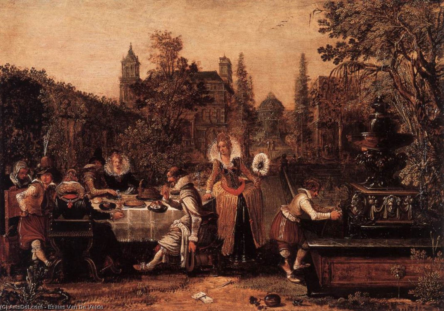 Wikioo.org - The Encyclopedia of Fine Arts - Painting, Artwork by Esaias Van De Velde - Garden Party before a Palace