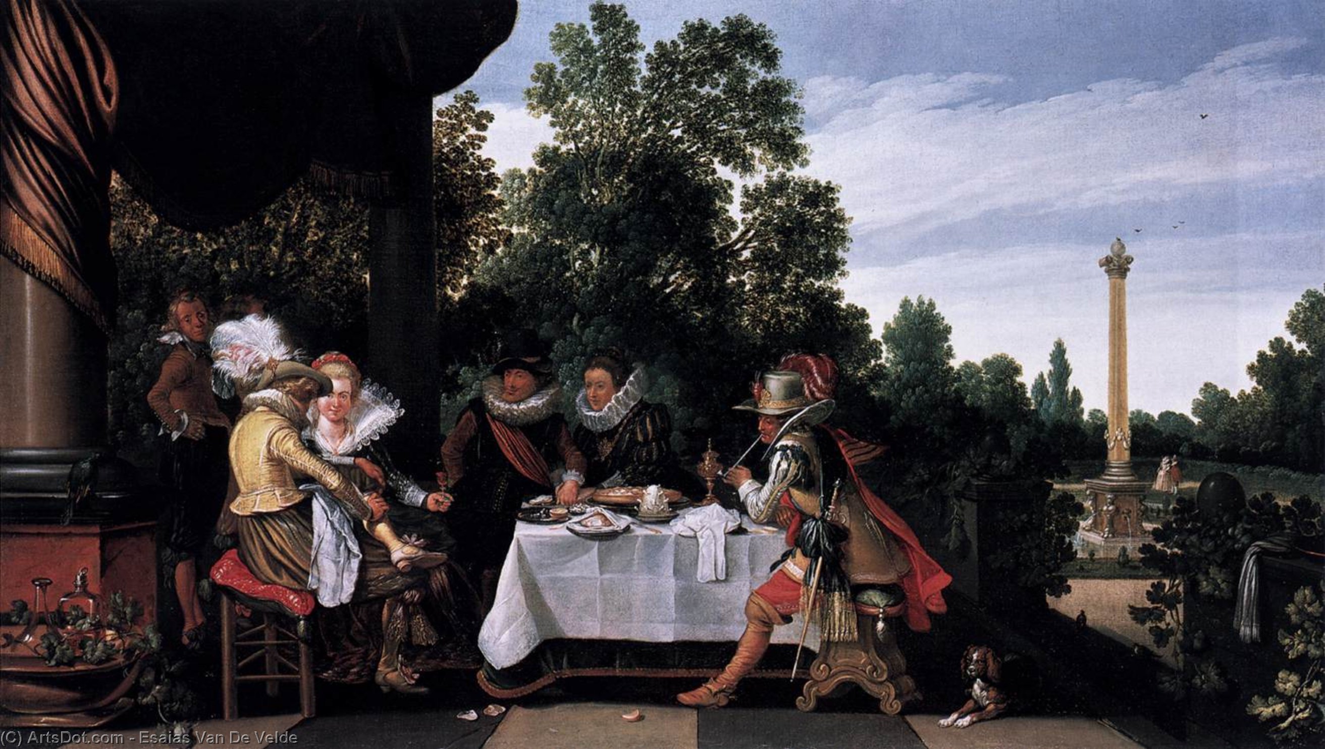 WikiOO.org - Encyclopedia of Fine Arts - Maleri, Artwork Esaias Van De Velde - Merry Company Banqueting on a Terrace