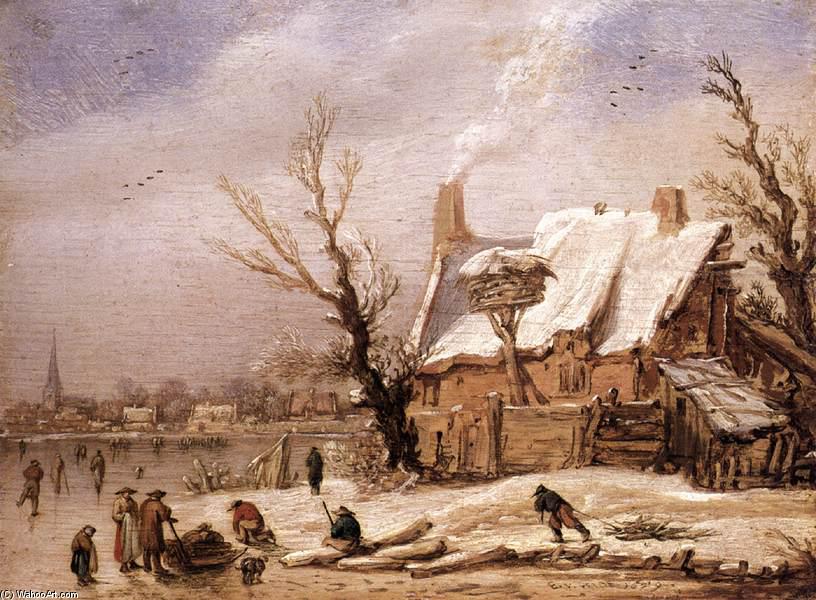 WikiOO.org - Encyclopedia of Fine Arts - Lukisan, Artwork Esaias Van De Velde - Winter Landscape
