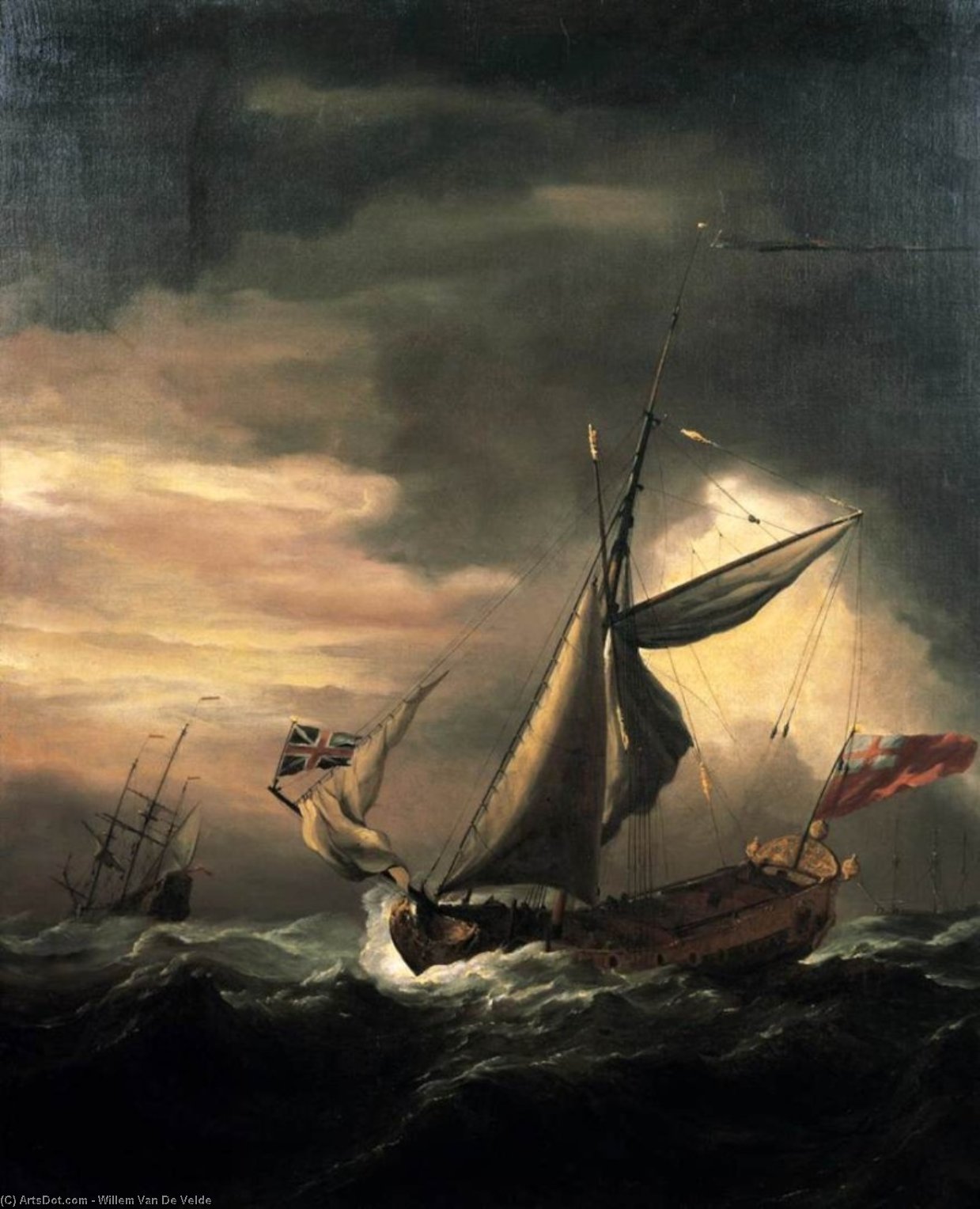 Wikioo.org – La Enciclopedia de las Bellas Artes - Pintura, Obras de arte de Willem Van De Velde The Elder - en envío pesado  mares