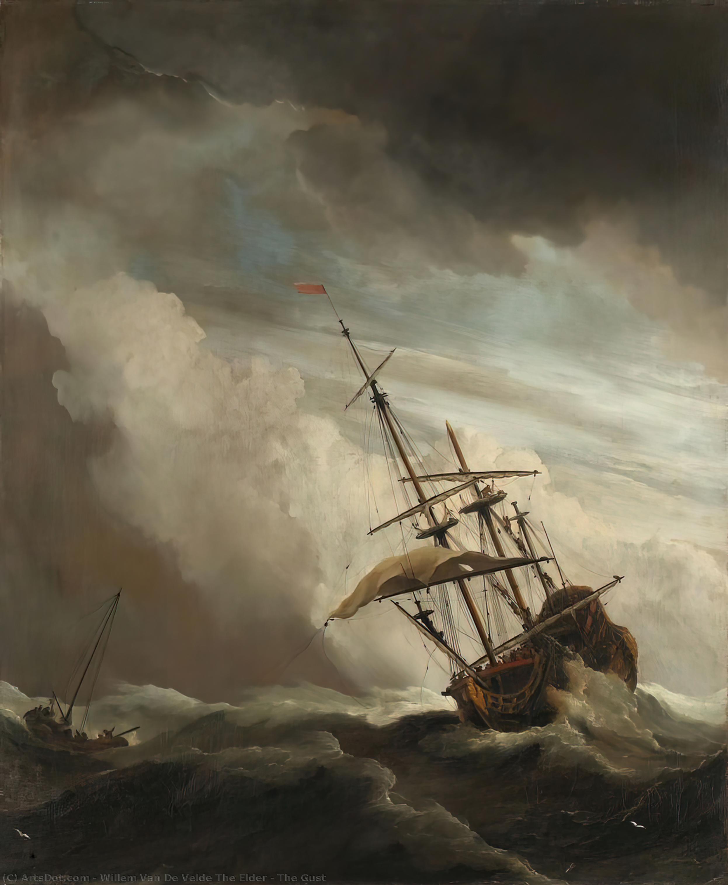 Wikioo.org - The Encyclopedia of Fine Arts - Painting, Artwork by Willem Van De Velde The Elder - The Gust