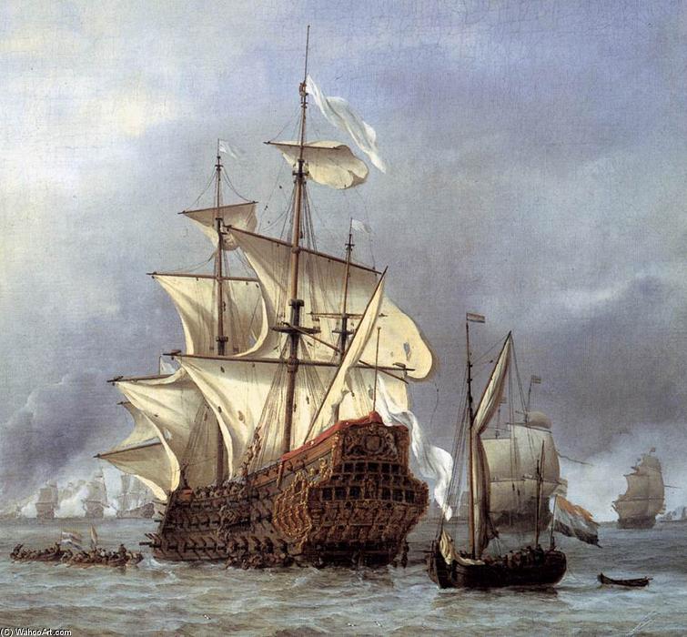 Wikioo.org - The Encyclopedia of Fine Arts - Painting, Artwork by Willem Van De Velde The Elder - The Taking of the English Flagship the Royal Prince (detail)