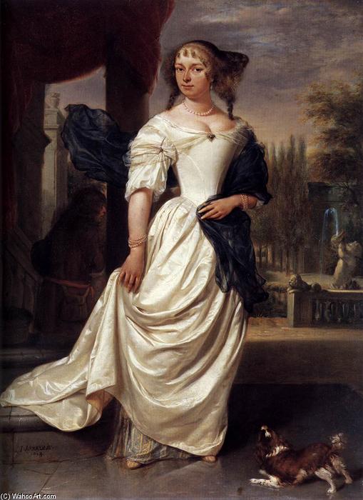 Wikioo.org - The Encyclopedia of Fine Arts - Painting, Artwork by Johannes I Verkolje - Portrait of Margaretha Delff, Wife of Johan de la Faille
