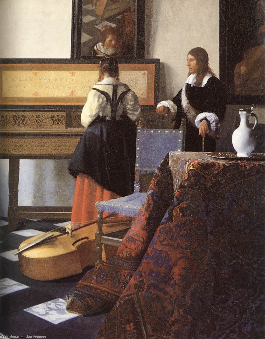 WikiOO.org - Енциклопедия за изящни изкуства - Живопис, Произведения на изкуството Jan Vermeer - A Lady at the Virginals with a Gentleman (detail)