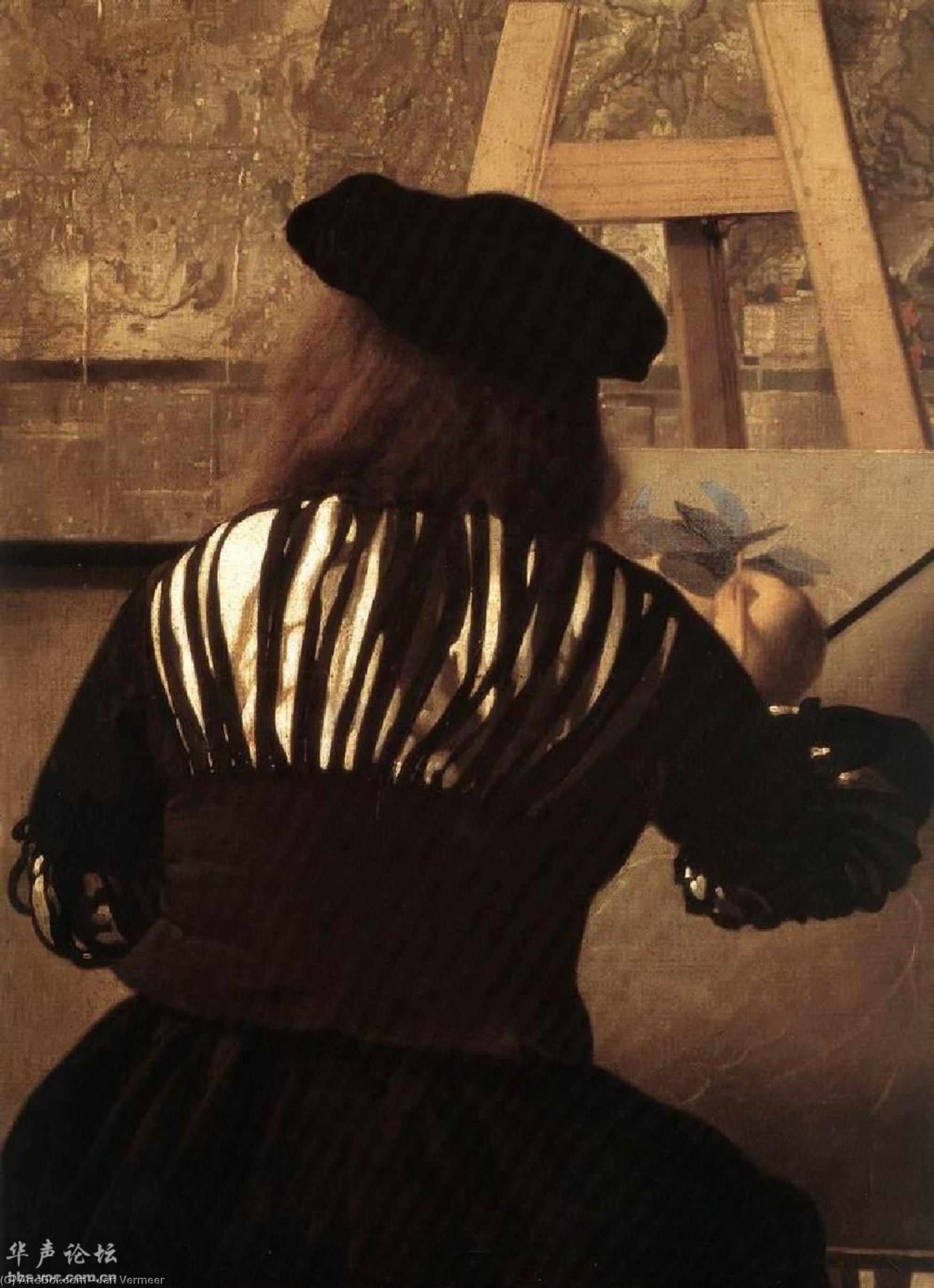 Wikoo.org - موسوعة الفنون الجميلة - اللوحة، العمل الفني Jan Vermeer - The Art of Painting (detail) (9)