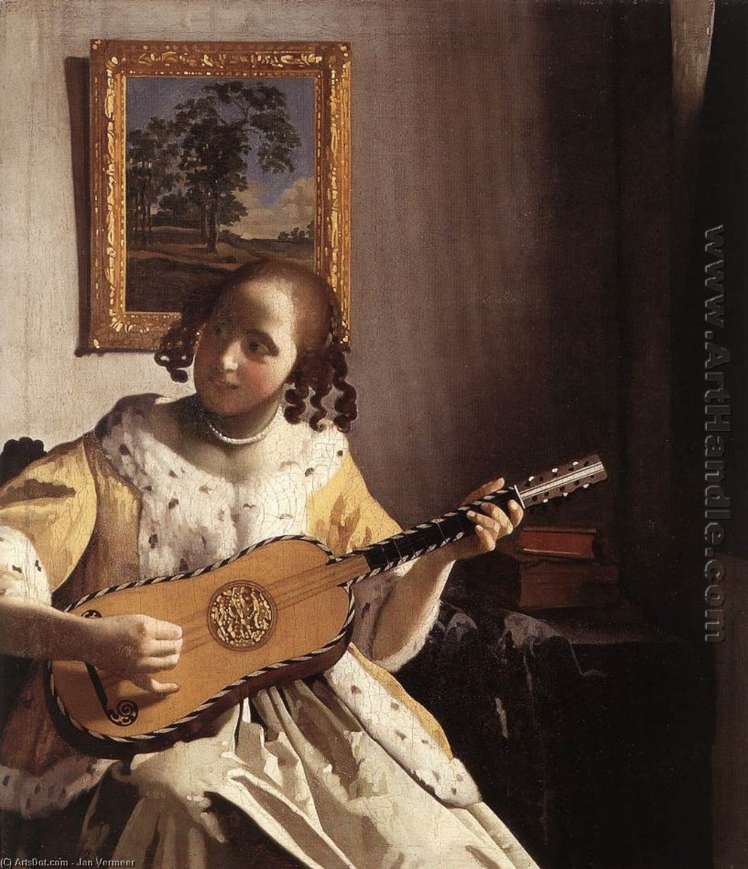Wikioo.org – L'Enciclopedia delle Belle Arti - Pittura, Opere di Jan Vermeer - il chitarra giocatore