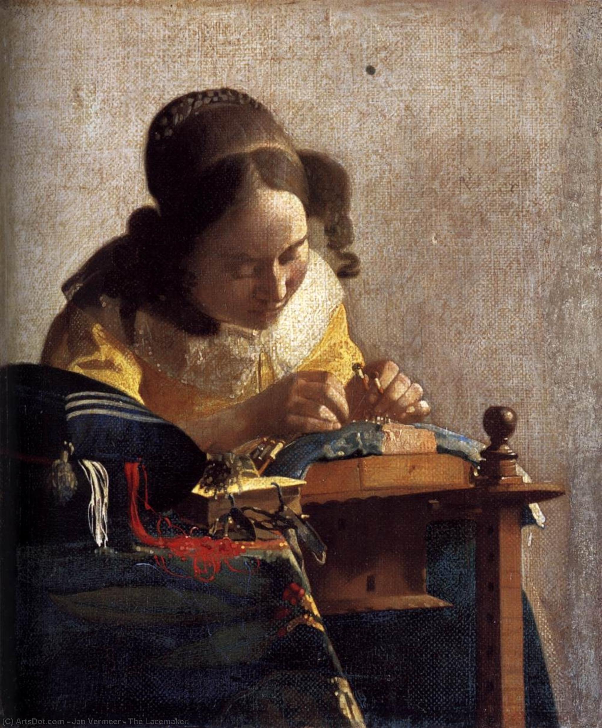 Wikoo.org - موسوعة الفنون الجميلة - اللوحة، العمل الفني Jan Vermeer - The Lacemaker