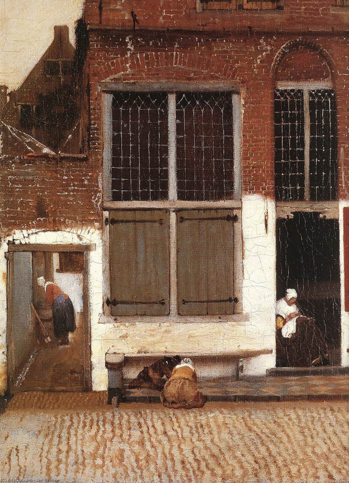 WikiOO.org - אנציקלופדיה לאמנויות יפות - ציור, יצירות אמנות Jan Vermeer - The Little Street (detail)