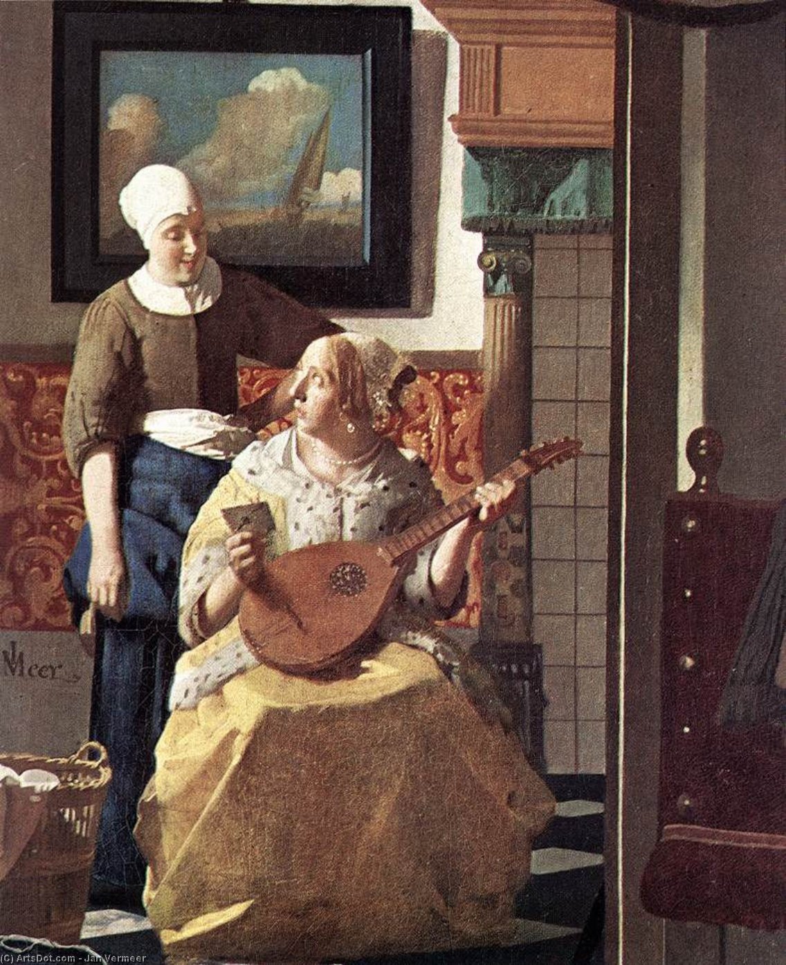 WikiOO.org - Енциклопедія образотворчого мистецтва - Живопис, Картини
 Jan Vermeer - The Love Letter (detail)