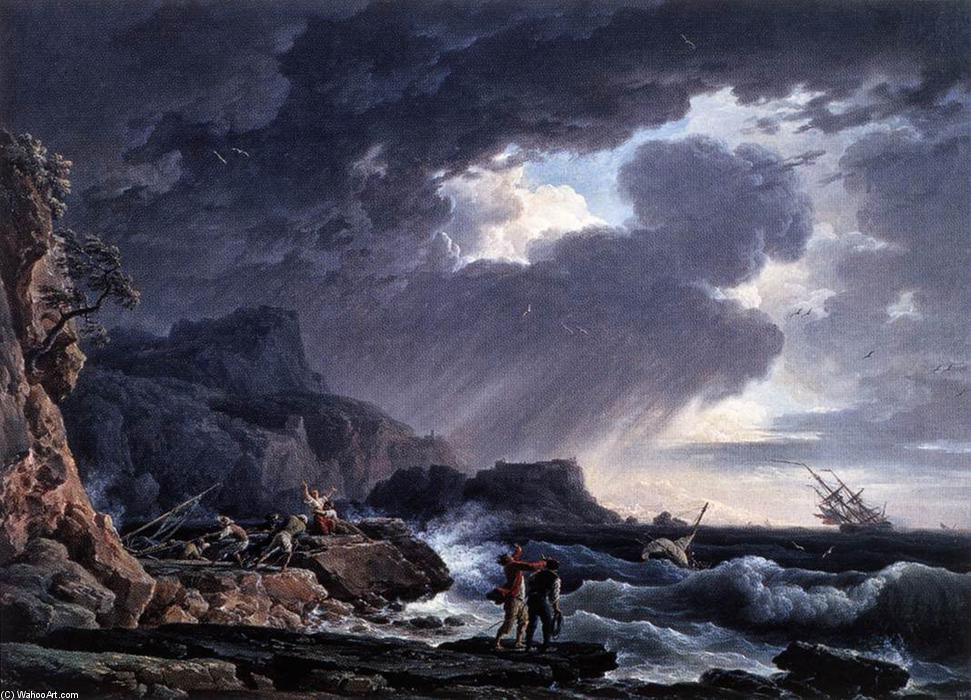 Wikioo.org - The Encyclopedia of Fine Arts - Painting, Artwork by Claude Joseph Vernet - Nocturnal Seastorm