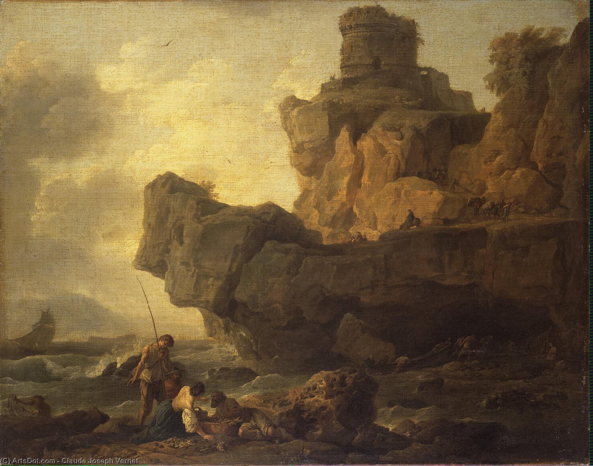 Wikioo.org - The Encyclopedia of Fine Arts - Painting, Artwork by Claude Joseph Vernet - Rocks on a Seashore