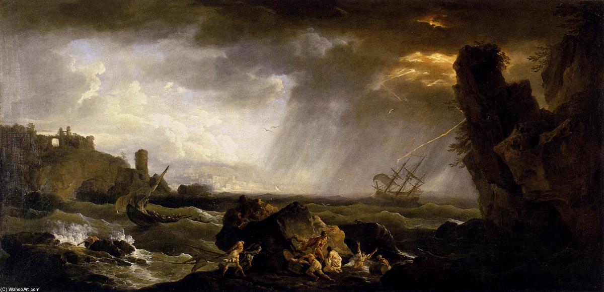 WikiOO.org - Enciclopédia das Belas Artes - Pintura, Arte por Claude Joseph Vernet - Seascape: Tempest
