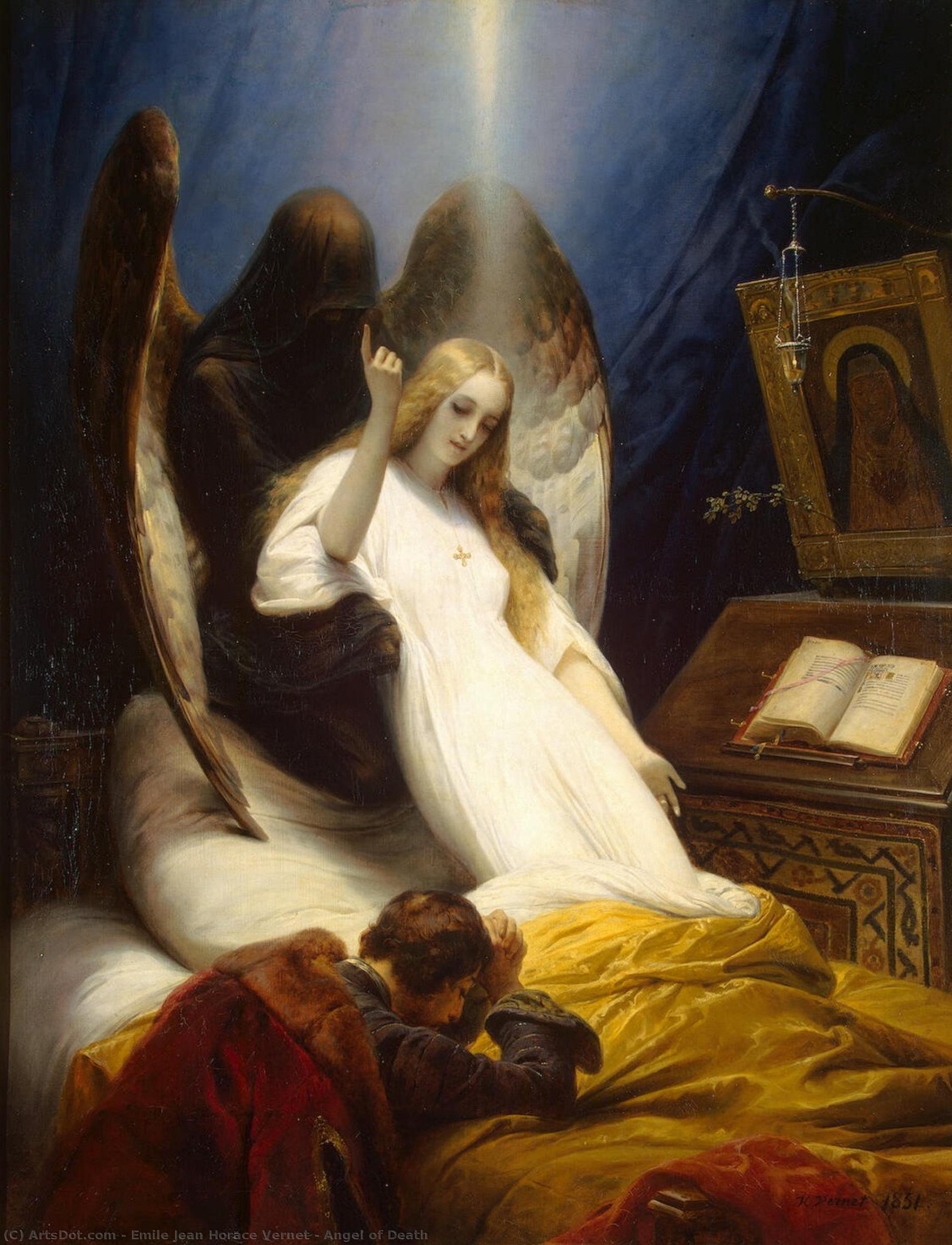 WikiOO.org – 美術百科全書 - 繪畫，作品 Emile Jean Horace Vernet - 天使 的  死亡
