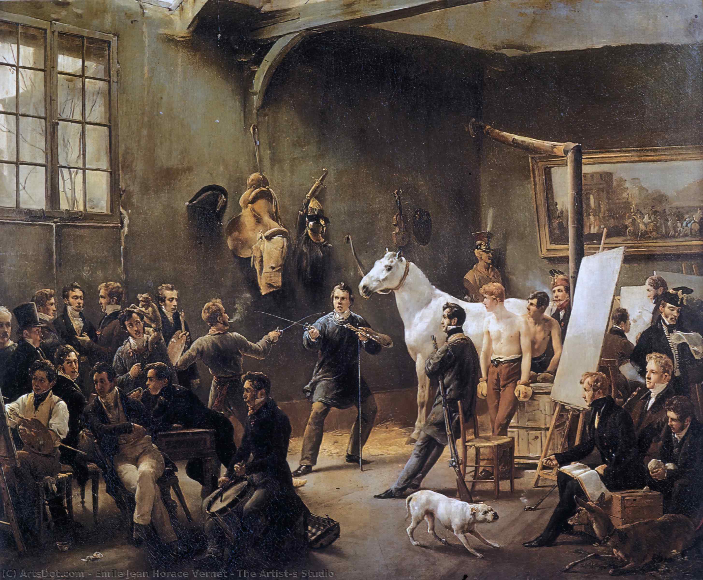 Wikioo.org - The Encyclopedia of Fine Arts - Painting, Artwork by Emile Jean Horace Vernet - The Artist's Studio